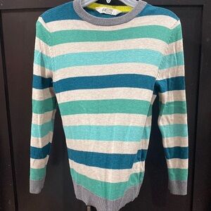 H&M Striped Green and Beige Boys Pull Over Sweater size 6-7 USA